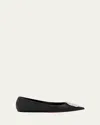 Amina Muaddi Camelia Ballerinas In Black Hammered Leather In Black