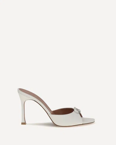 Amina Muaddi Camelia Leather Mule Sandals In White