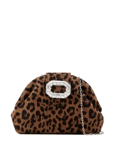 Amina Muaddi Camelia Leopard-print Mini Bag In Blue