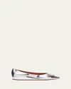 Amina Muaddi 5mm Camelia Mirror Leather Ballerinas In Silver