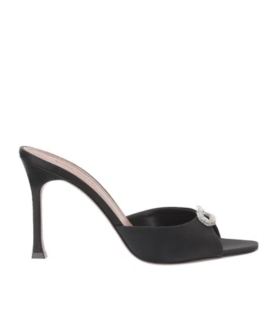 Amina Muaddi Mini Camelia Heeled Sandals In Black