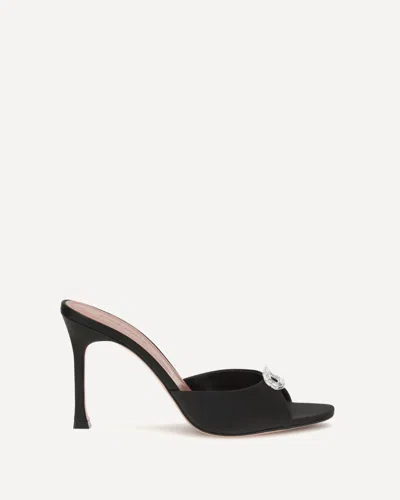 Amina Muaddi Heel Mules Open Toe Embellished Detail In Black