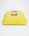 Amina Muaddi Camelia Ostrich-embossed Leather Clutch Bag