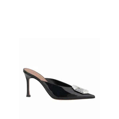 Amina Muaddi Camelia Patent 90 Mules In Black