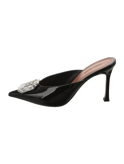 Pre-owned Amina Muaddi Camelia Patent Leather Mules In Black