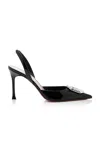 Amina Muaddi Camelia Patent Leather Slingback Pumps In Black