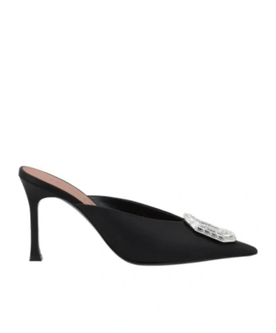 Amina Muaddi Camelia Pointed-toe Embellished Mules In Black