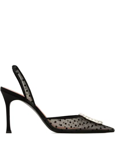 Amina Muaddi 105mm Camelia Polka-dot Embellished Sling-back Sandals In Multi