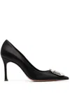 Amina Muaddi Camelia Pump 90 Satin Black White B