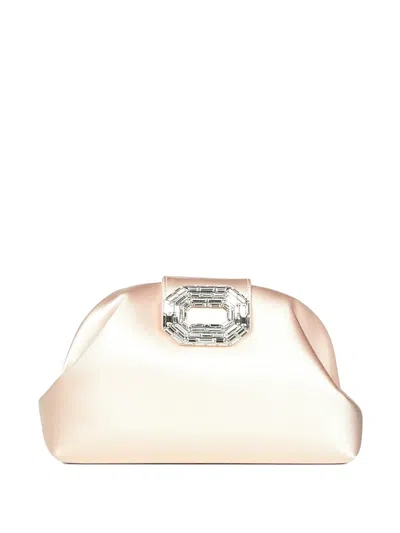 Amina Muaddi Camelia Satin Clutch Bag