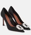 Amina Muaddi Camelia Pump 90 Satin Black White B In Black
