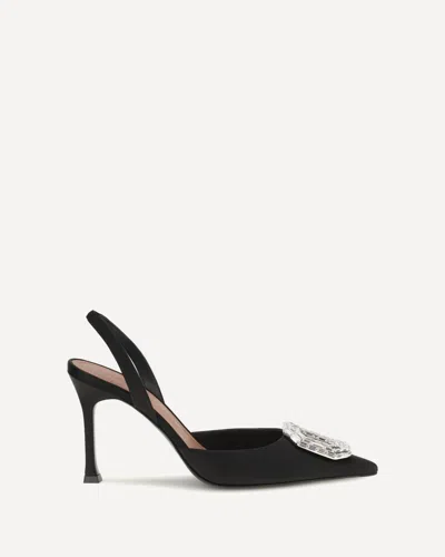 Amina Muaddi Camelia Satin Slingback Pumps In Black