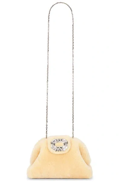 Amina Muaddi Camelia Shearling Bag In Sand