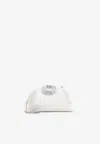 Amina Muaddi Almond White Leather Camelia Bag In White