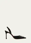Amina Muaddi Camelia Patent Leather Slingback Pumps In Black