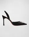 Amina Muaddi Camelia Patent Leather Slingback Pumps In Black