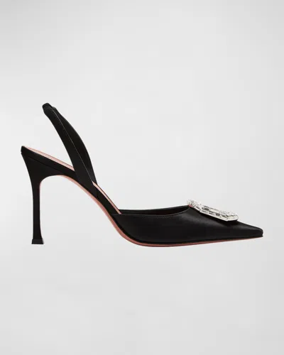 AMINA MUADDI CAMELIA SILK CRYSTAL HALTER PUMPS