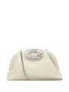 Amina Muaddi Women Ivory Nappa Leather Camelia Clutch In White