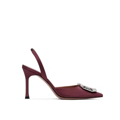 AMINA MUADDI CAMELIA SLING 90 SATIN PUMPS