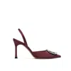 Amina Muaddi 95mm Pointed-toe Satin Slingback Pumps In Burgundy