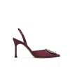 Amina Muaddi 95mm Pointed-toe Satin Slingback Pumps In Red