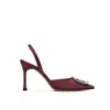 Amina Muaddi 95mm Pointed-toe Satin Slingback Pumps In Red