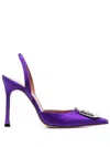 Amina Muaddi Camelia Sling Pumps In Dark Purple