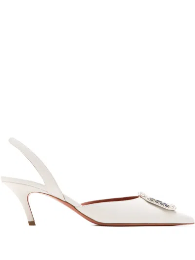 Amina Muaddi Camelia Slingback Pumps In White