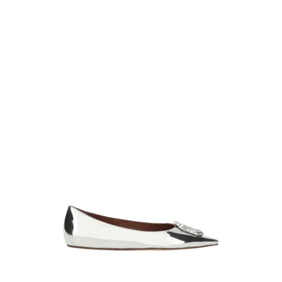 Amina Muaddi 5mm Camelia Mirror Leather Ballerinas In Silver