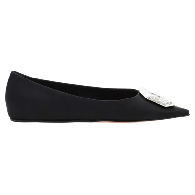 Amina Muaddi Camellia Ballerina Flats In Black