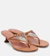 Amina Muaddi 45mm Cameron Crystal-embellished Leather Sandals In Brown
