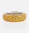 Amina Muaddi Cameron Crystal-embellished Ring In Topaz