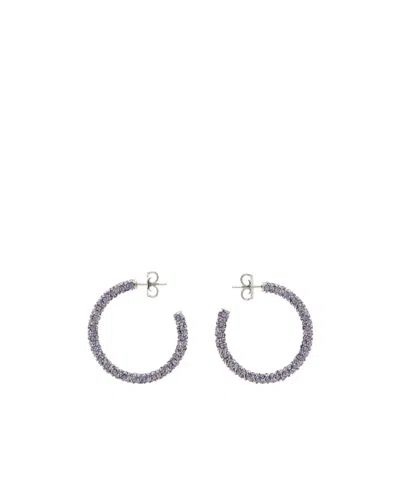 Amina Muaddi Cameron Crystal Ring Earrings In Gray