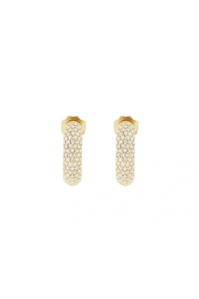 Amina Muaddi Cameron Embellished Mini Hoop Earrings In Gold