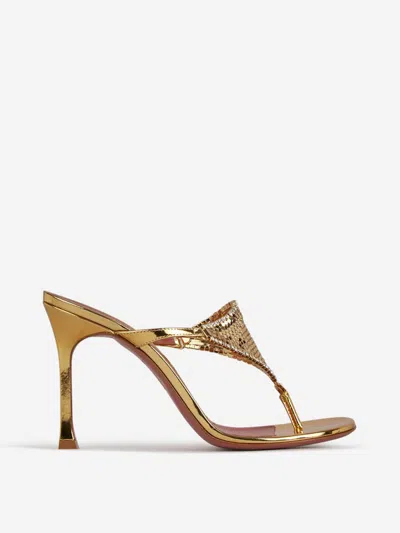 Amina Muaddi High-heeled Sandals In Gold