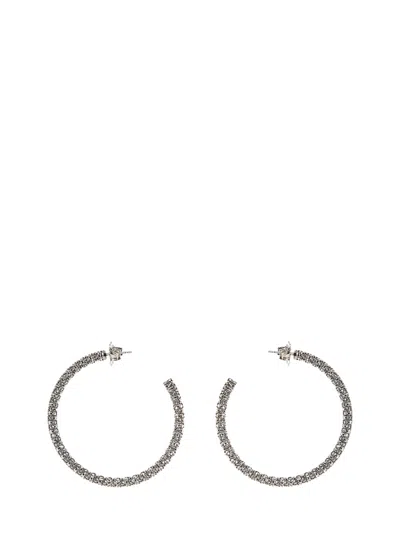 Amina Muaddi Cameron Large Earrings In Grey