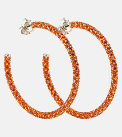 Amina Muaddi Cameron Large Hoop Earrings In Sun Crystals