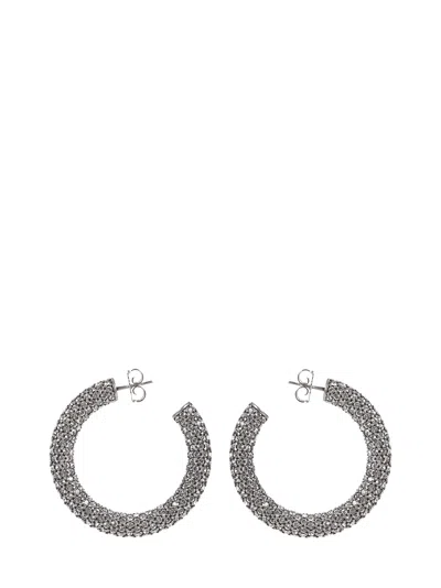 Amina Muaddi Medium Cameron Hoop Earrings In Silver