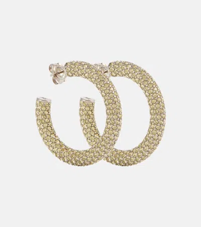 Amina Muaddi Cameron Medium Hoop Earrings In Silver Base / Jonquil