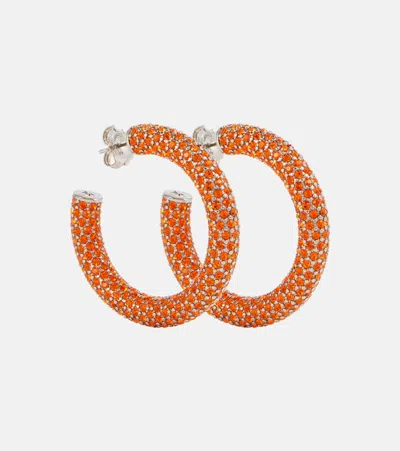 Amina Muaddi Cameron Medium Hoop Earrings In Silver Base / Sun