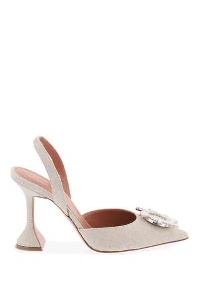 Amina Muaddi Canvas Begum Slingback Pumps In Beige