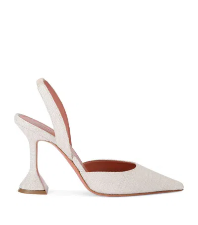 Amina Muaddi Holli 95mm Leather Slingback Pumps In Silber