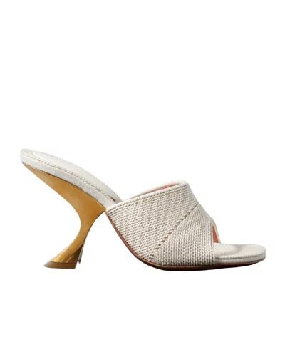 Amina Muaddi Canvas Mules In Blue