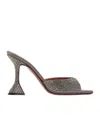 Amina Muaddi Gray Caroline Crystal Heeled Sandals In Gray