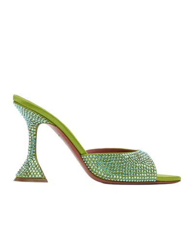 Amina Muaddi Caroline Crystal High-heeled Sandals In Green