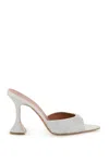 Amina Muaddi Caroline Embellished Satin Mules In Argento