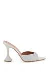 Amina Muaddi Caroline Embellished Satin Mules In Silver
