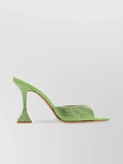 Amina Muaddi Caroline 95 Crystal-embellished Leather Mules In Green