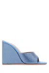Amina Muaddi Lupita Crystal-embellished Satin Wedge Sandals
