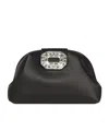 Amina Muaddi Satin Finish Shoulder Bag With Embellished Buckle